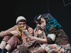 Billie Nell, left, Ori Black, middle, and Brittany Kay star in the world premiere of Forever Young: A Ghetto Story at the Great Canadian Theatre Company.