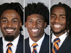 College football players D'Sean Perry, Lavel Davis Jr. and Devin Chandler, who were killed in a shooting attack at the University of Virginia. NP edit.