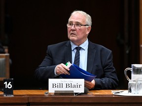 Files: President of the Queen's Privy Council for Canada and Minister of Emergency Preparedness Bill Blair prepares to appear before the Special Joint Committee on the Declaration of Emergency, surrounding the government's use of the Emergencies Act on Parliament Hill in Ottawa on Tuesday, June 14, 2022.