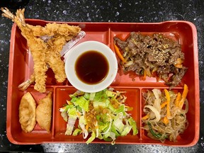 Bento box with shrimp tempura and bulgogi at Korean House on Somerset Street West
