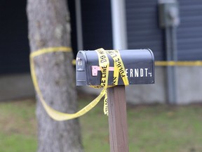 A mailbox outside a home on McKendry Road, just south of Unity Road, on Tuesday morning after police started a homicide investigation Monday.