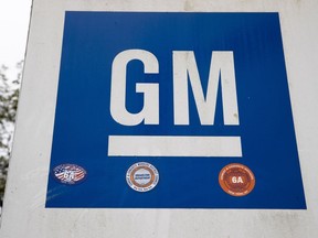 FILE - This Oct. 16, 2019, file photo shows a sign at a General Motors facility in Langhorne, Pa. General Motors is recalling nearly 340,000 big SUVs in the U.S. because their daytime running lights may not shut off when the regular headlights are on. The National Highway Traffic Safety Administration says in documents Thursday, Nov. 10, 2022, that having both lights on at the same time could cause glare, increasing the risk of a crash.