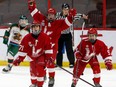 Files: Monday Dec 31, 2018. Toronto Eagles Sebastian Ponce scores the overtime winning goal and celebrates his team's 2-1 championship win.