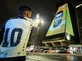 A building in Sao Paulo displays a tribute to Brazilian soccer legend Pele, who died Thursday, Dec. 29, 2022.