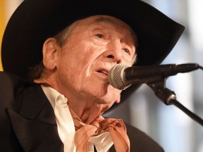 Ian Tyson sings at a ceremony to honour him and Sylvia Tyson, individually, in the Canadian Songwriters Hall of Fame at Studio Bell in Calgary on September 5, 2019.