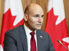 Federal Health Minister Jean-Yves Duclos at a press conference in Ottawa on December 14, 2022. While speaking about Canada's health-care problems, Duclos said the premiers “want to maintain a futile fight on dollars.”