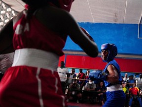 Boxers fight in Havana, Cuba, Dec. 17, 2022.