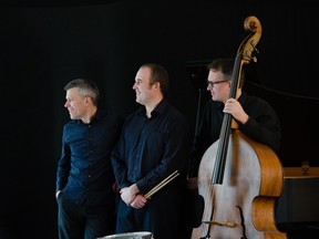 Florian Hoefner Trio, with drummer Nick Fraser and bassist Andrew Downing. Photo credit: Bo Huang
