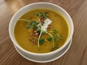 Pumpkin soup at Cocotte Bistro in the Metcalfe hotel