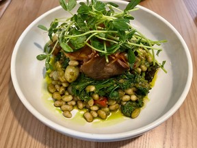 At Cocotte Bistro in the Metcalfe Hotel, cassoulet vert is a vegan dish that swaps in mushrooms for the usual meats in the classic French bean stew.