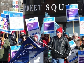 Protestors from CUPE and other local unions took to the streets on Nov. 4, rallying against Doug Ford's Bill 28.