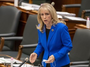 Merrilee Fullerton answers questions at Queen's Park in Toronto on Wednesday, May 5, 2021.