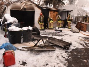 At about 9:26 a.m. OItawa firefighters were called to a detached garage :fire in the Overbrook district. The fire was extinguished before it could spread to the home.