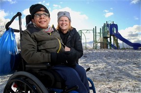 Sharon Pinkston and her two 10-year-old sons Pesho and Arouna (not pictured), who have spina bifida and cerebral palsy respectively, cannot wait for a new wheelchair accessible play structure at their school in Chelsea.