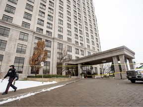 VAUGHAN ONTARIO: DECEMBER 19, 2022--CRIME--York Police continue to investigate the scene of multiple murders at a Vaughan condominium, Monday December 19, 2022,