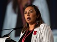 Kyra Wilson, chief of Long Plain First Nation, speaks during the Assembly of First Nations Special Chiefs Assembly in Ottawa, on Wednesday, Dec. 7, 2022.