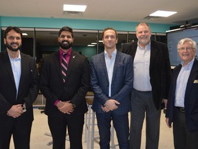 Hailing from Alexandria to head Kyiv Post, nominated for Prime Minister's Award 3 Photographed recently at St. Lawrence College in Cornwall, left to right: SLC Professor Muhammad Owais Aziz; Cornwall Mayor Justin Towndale; Luc Chénier, CEO of Kyiv Post; Richard Wiggers, Dean of SLC, Pathways and Cornwall Campus Interdisciplinary Studies; and Michael Cooke, Acting Vice President, Academic (VPA).