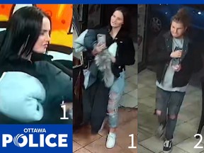 Two of the four suspects police are seeking in connection with an assault in the Lowertown area on Oct. 9.