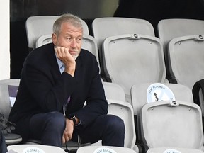 Chelsea soccer club owner Roman Abramovich attends the UEFA Women's Champions League final soccer match in Gothenburg, Sweden, on May 16, 2021.