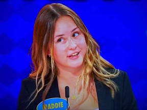 Ruffo team captain Maddie, on the set of Family Feud Canada.