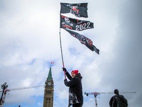 Flags flew high for protesters at Parliament Hill on Saturday.