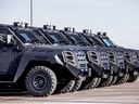 Canadian-made Roshel Senator armoured-personnel vehicles, part of Canada’s military aid to the country.