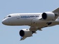 An Airbus A220-300 aircraft flies during its unveiling in Colomiers near Toulouse, France, July 10, 2018.