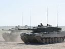 Canadian Forces Leopard 2A4 tanks are shown at CFB Gagetown in Oromocto, N.B., on Sept. 13, 2012.