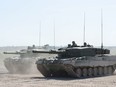 Canadian Forces Leopard 2A4 tanks are shown at CFB Gagetown in Oromocto, N.B., on Sept. 13, 2012.