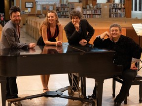 LEFT TO RIGHT: Musicians Joseph Phillips, Rebekah Wolkstein, Drew Jurecka, and Robert Horvath make up Payadoro Tango Ensemble, the group featured on the musical project, Silent Tears: The Last Yiddish Tango, based on the stories of Holocaust survivors.