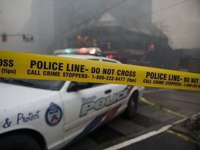 Police tape blocks off a street in Toronto on Tuesday, Feb. 14, 2017.