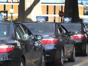 Taxis line up at the Ottawa train station in mid-November.