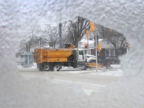 City of Ottawa snow plow plowing and salting the ice covered roads in Ottawa Monday Dec 30, 2019.    Tony Caldwell