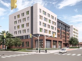 The concept drawing for a sustainable Ottawa Community Housing project at 811 Gladstone Ave.