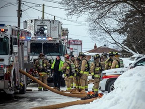 Emergency crews were battling a fire on Portland Avenue, near Bank Street, on Saturday.