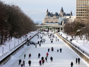 Skaters brave the chilly temperatures on the Rideau Canal in January, 2022. The skateway has yet to open for 2023.