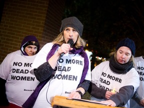 A vigil took place at the Western Ottawa Community Resource Centre (WOCRC) in honour of the National Day of Remembrance and Action on Violence Against Women Wednesday December 6, 2017. Holly Campbell an organizer with Because Wilno and a violence survivor read a poem "It Starts With Words."