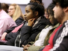 Rideau High School students attend a meeting about the fate of their school in March 2017. Rideau was subsequently closed before the provincial government implemented a moratorium on most pupil accommodation reviews.