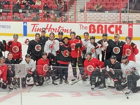 Anthony Allain Samake was welcomed onto the ice following a Feb 9 Ottawa Senators practice, posing with captain Brady Tkachuk and the rest of the team. Allain Samake, who was subjected to racist gestures and words from his teammates in Gatineau last year, will drop the ceremonial first puck Monday as the Senators celebrate Black History Month.