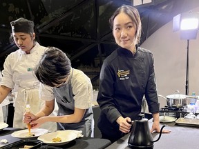 Ottawa chef Briana Kim, right, of Alice at the Canadian Culinary Championship held Feb. 4/23 at the Shaw Centre. Kim took home the gold at the event.