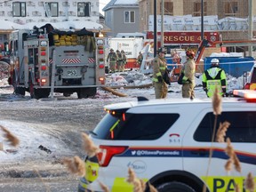 Six people are in hospital after an explosion destroyed four houses under construction in Orleans the morning of Monday Feb. 13, 2023, and damaged some homes nearby.