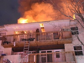 A three-alarm fire at Presland Road in Overbrook Tuesday