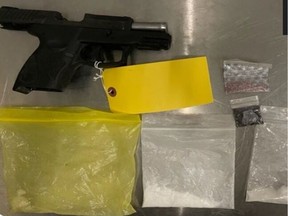 Drugs and weapon seized by OPP in 'high-risk' arrest.