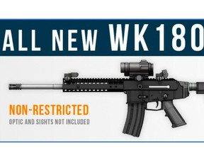 The WK180-C rifle, built by Kodiak Defence and distributed by Wolverine Supplies in Manitoba, is one of the weapons singled out by gun-control advocacy group PolySeSouvient.