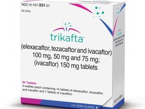 Trikafta is the three-drug combination used to help treat cystic fibrosis.
