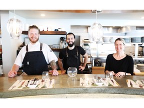 L to R: chef Blake Williams, sous chef Simon Beaudry,  maitre d'hotel Manna Phillips.

Assignment 138835
Photo by Jean Levac/Ottawa Citizen