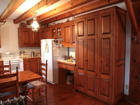 These are the cabinets in Steve’s kitchen, built right in the space they now occupy.