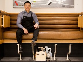 Shoe shine specialist Jimmy Lam, the subject of a 2017 article by Bruce Deachman.