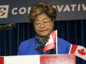 Former MP Alice Wong, seen here at her Richmond Centre campaign headquarters in 2019, is one of the Conservative candidates who experienced an unusual drop in votes in the 2021 election.