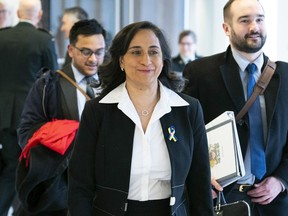 National Defence Minister Anita Anand arrives to appear as a witness at the Standing Committee on National Defence, regarding the surveillance balloon from China, in Ottawa, on March 7, 2023.